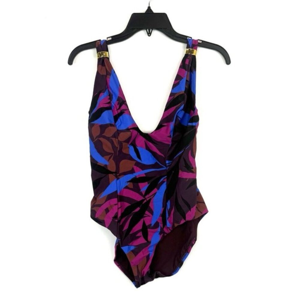 Amoressa Women’s Brown Multicolored One Piece Swimsuit Size 10